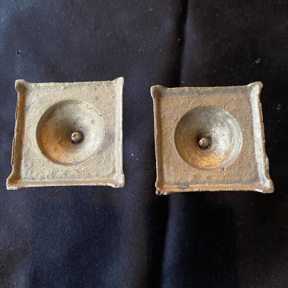 Vintage Mid Century Etched Tapered Candle Holder Set Of 2. Solid Brass. India. - Picture 3 of 7